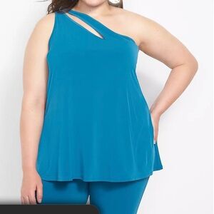Lane Bryant Knit One-Shoulder Cutout Swing Tank Size 10/12 NWT